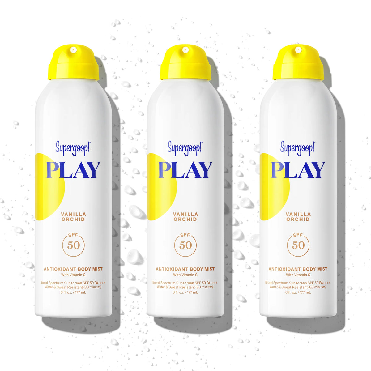 PLAY Antioxidant Body Mist SPF 50 with Vitamin C - Vanilla Orchid 3-pack